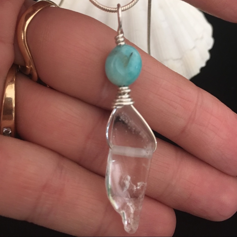 Raw Crystal Amazonite Pendant ✨