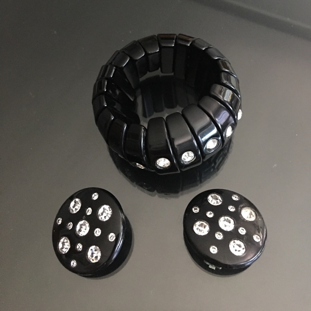 Rhinestones bracelet earring set