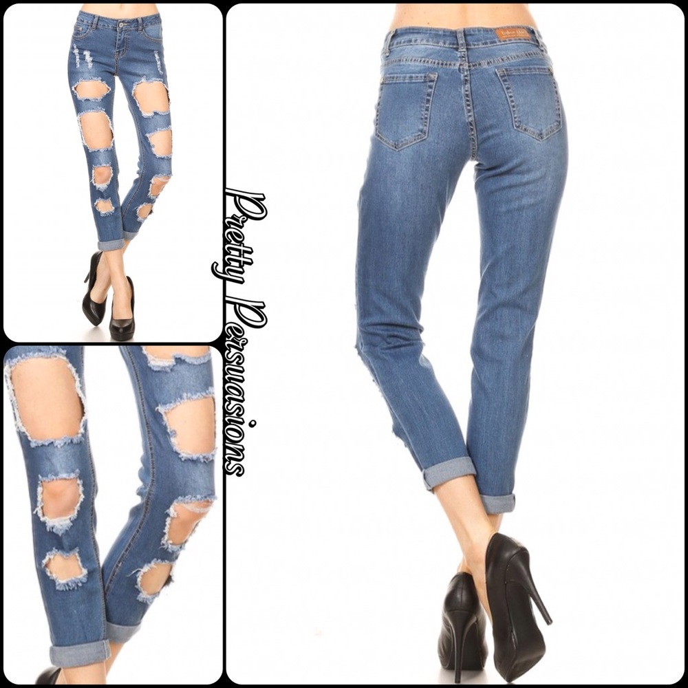 NWT Distressed Holes Stretch Skinny Jeans - Picture 4 of 8