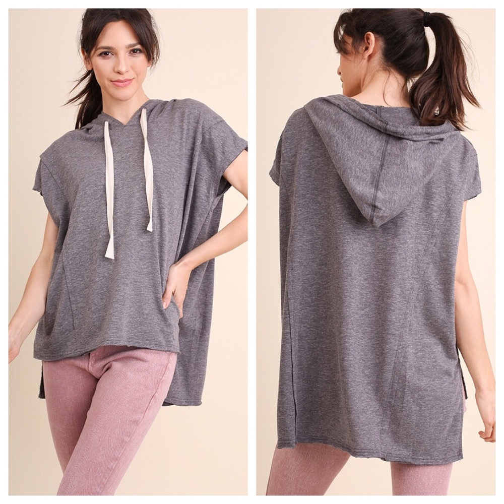 UMGEE High Low Hoodie Top Sweatshirt Gray NWT