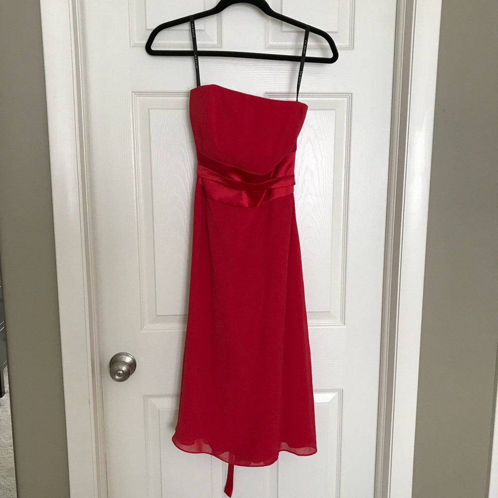 Red Chiffon Dress, Tea-Length, size 8