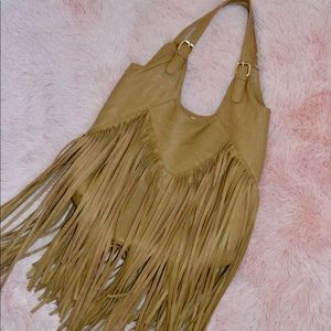 Charlotte Russe fringe tan purse🍁