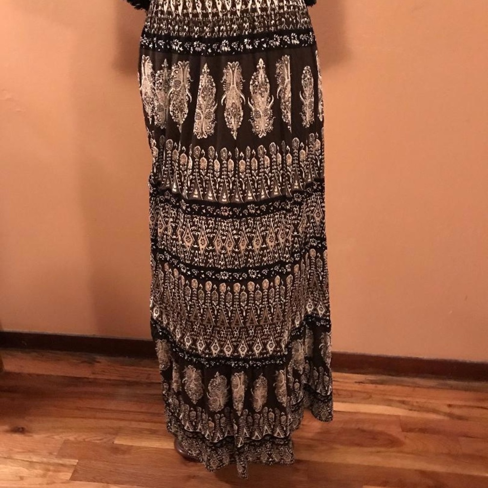 Brown & Ivory Long Boho Skirt Fall & Winter XL XXL