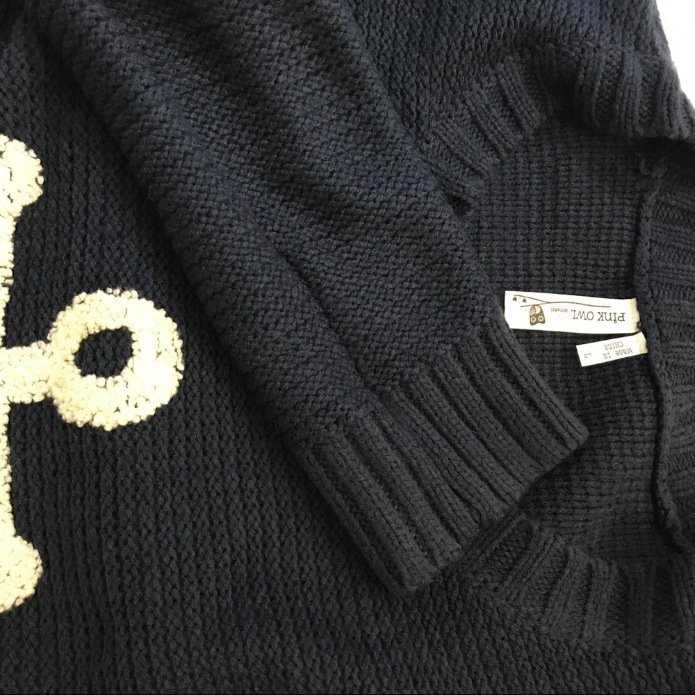 Pink Owl Anchor Knit Navy Crew Neck Sweater - Picture 6 of 6