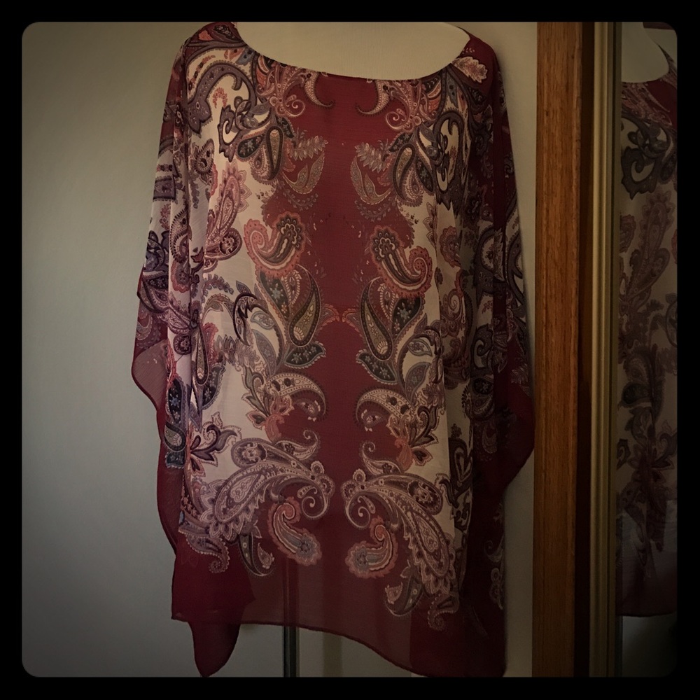 Loose fitting wine colored top