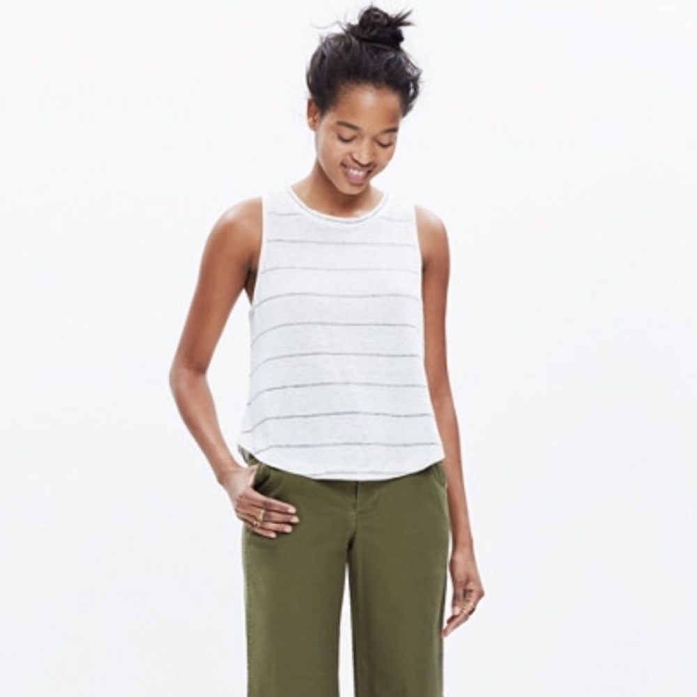 Black/White Madewell Linen Allegro Tank