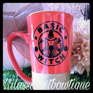 Glitter dipped latte mug comes in white and orange