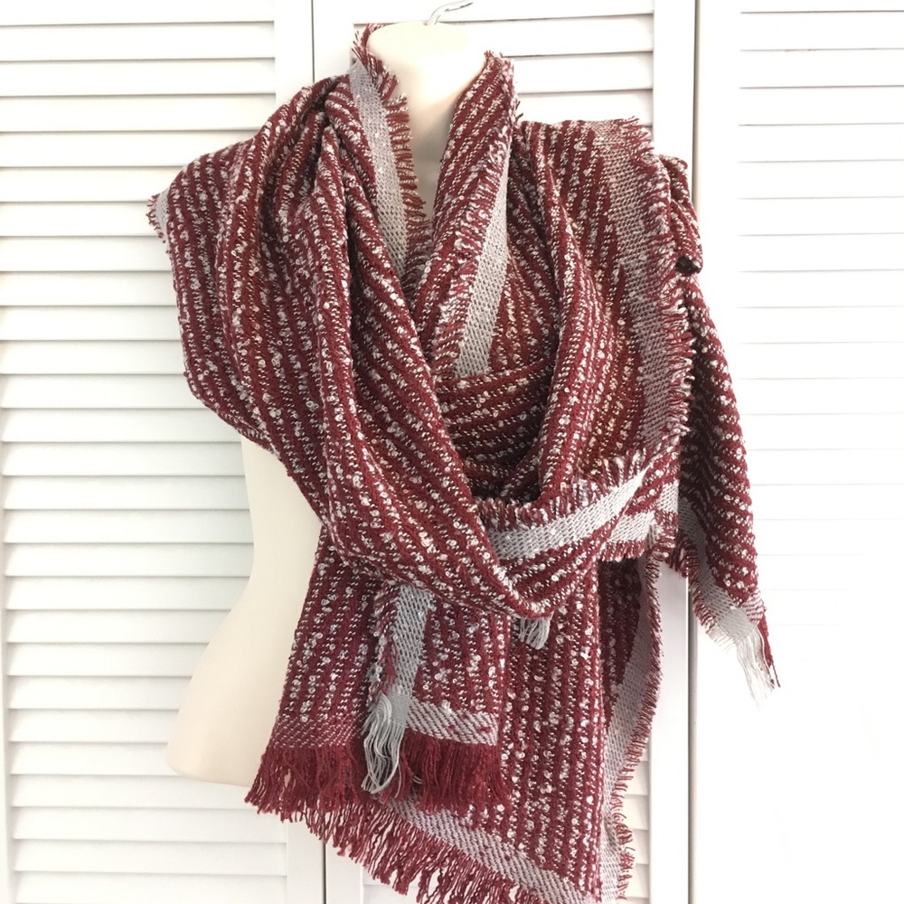Scarf Burgandy and Grey NWT๐ - Picture 2 of 5