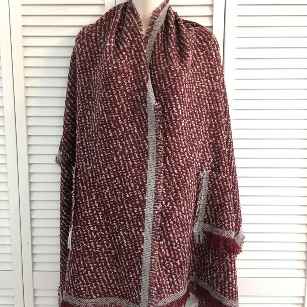 Scarf Burgandy and Grey NWT๐ - Picture 3 of 5