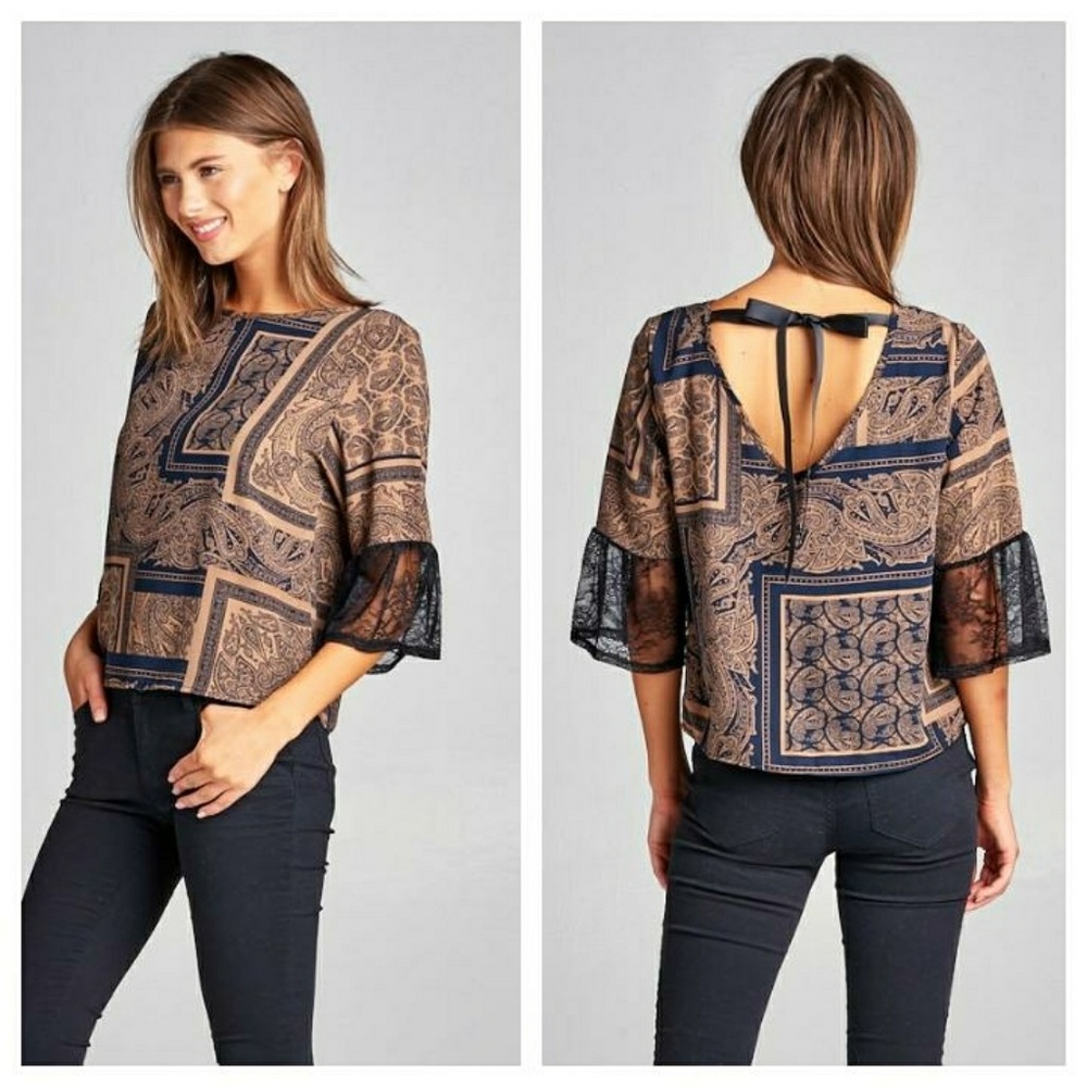 LAST 1S☕ Mocha Abstract Print Blouse