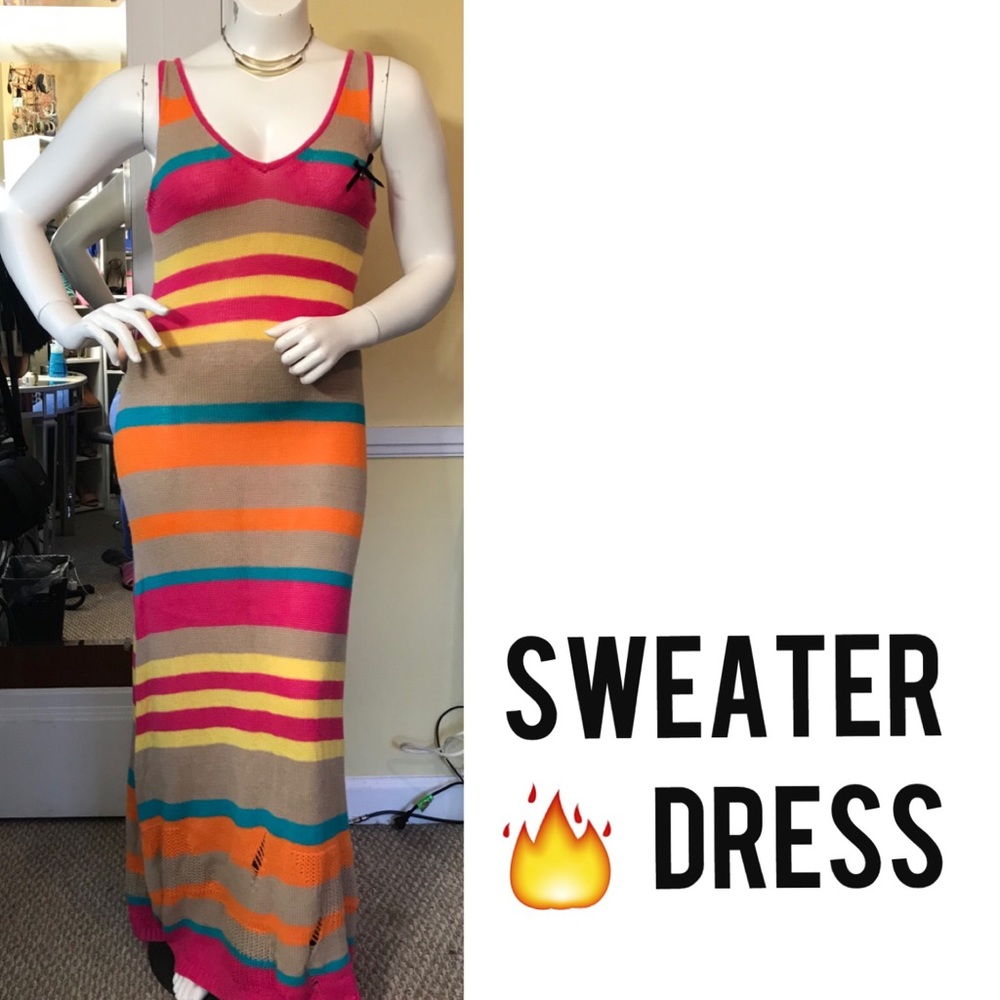 Multi color sweater maxi dress.