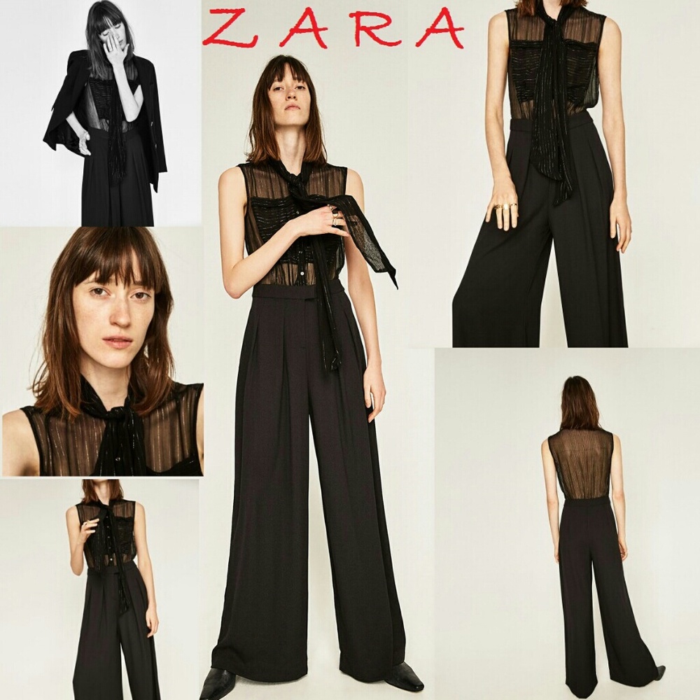 ZARA Contrasting PALAZZO Shiny New Jumpsuit