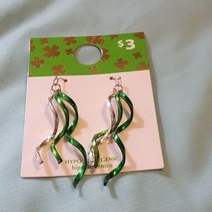Green Spiral Earrings