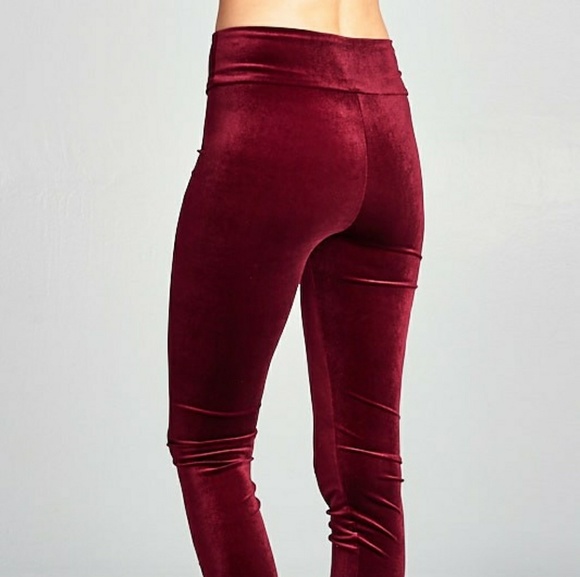 LAST 1SALE ❄Burgundy Velvet Leggings - Picture 4 of 8