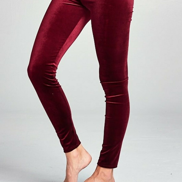 LAST 1SALE ❄Burgundy Velvet Leggings - Picture 6 of 8