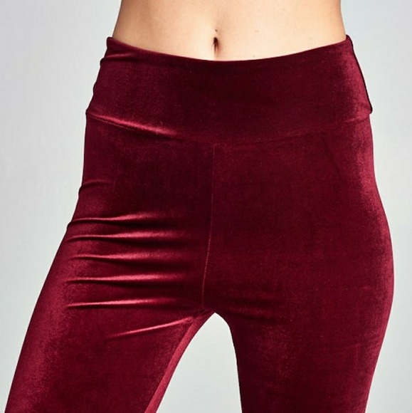 LAST 1SALE ❄Burgundy Velvet Leggings - Picture 3 of 8