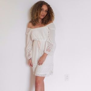 White Mid-Length Bohemian Dress