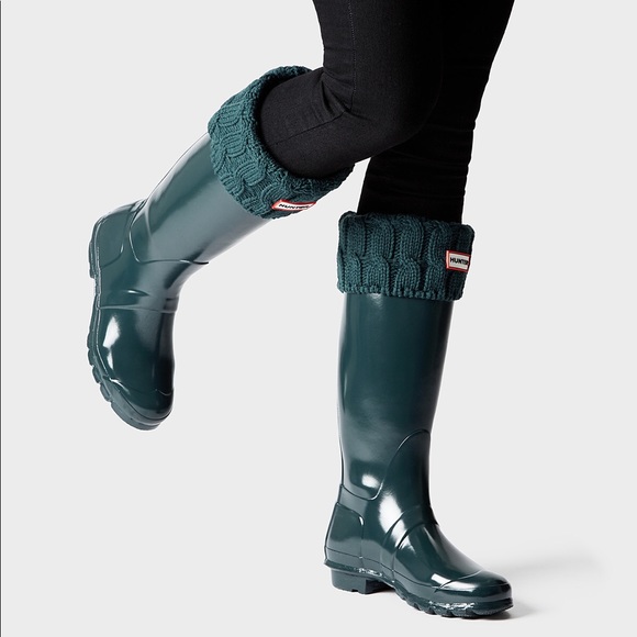 ✨HP✨Hunter Original Tall Gloss Boots in Ocean - Picture 2 of 7