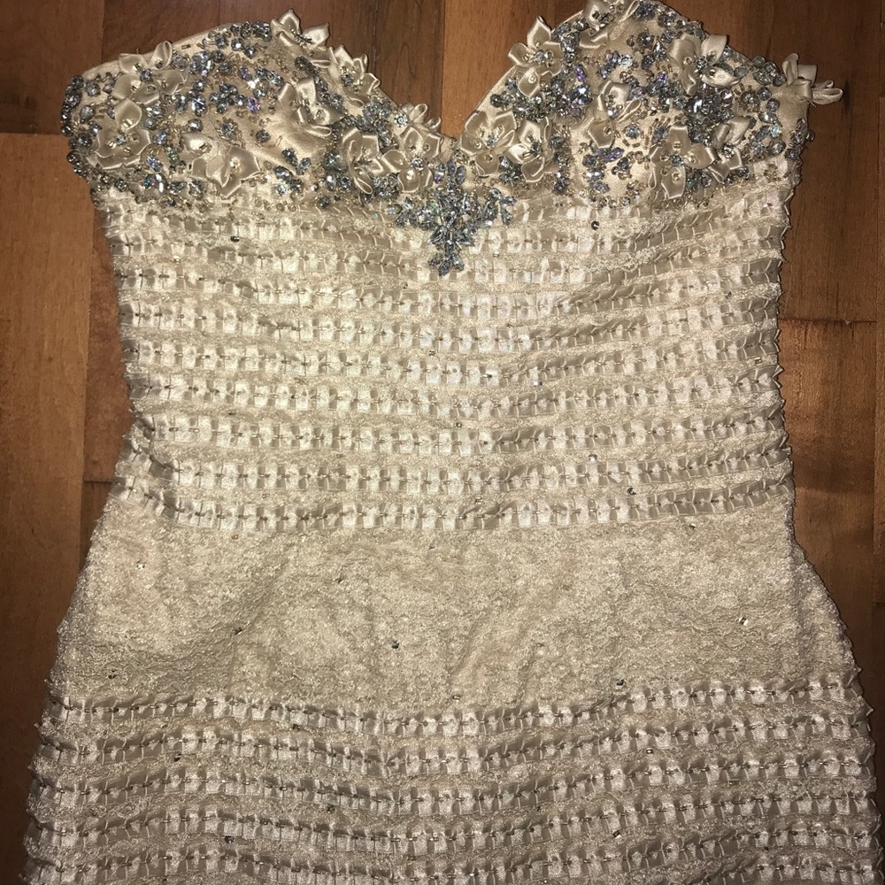 Elegant Strapless Terani dress. FINAL PRICE DROP