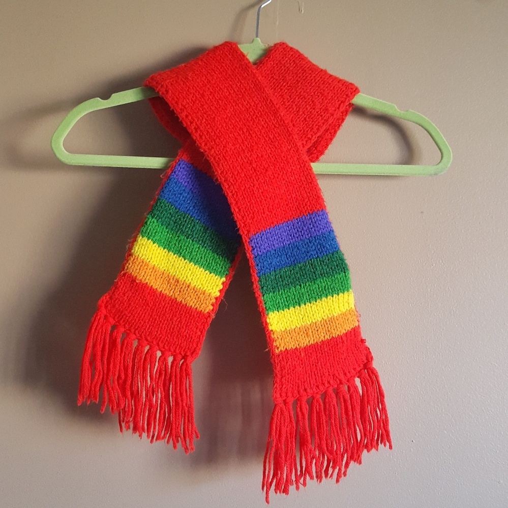 VINTAGE RAINBOW SCARF • HAND KNIT