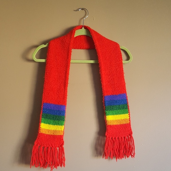 VINTAGE RAINBOW SCARF • HAND KNIT - Picture 2 of 5