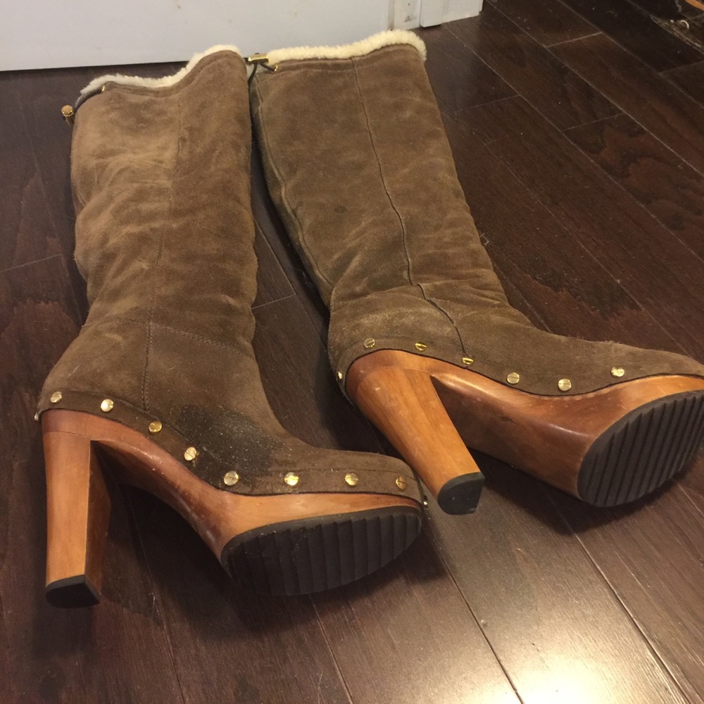 Tall chocolate brown Tory Burch boots