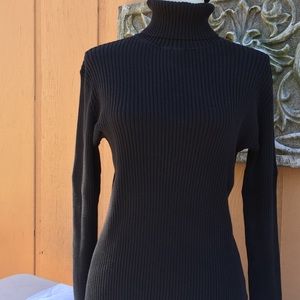 Eddie Bauer Basic Black Ribbed Turtle Neck