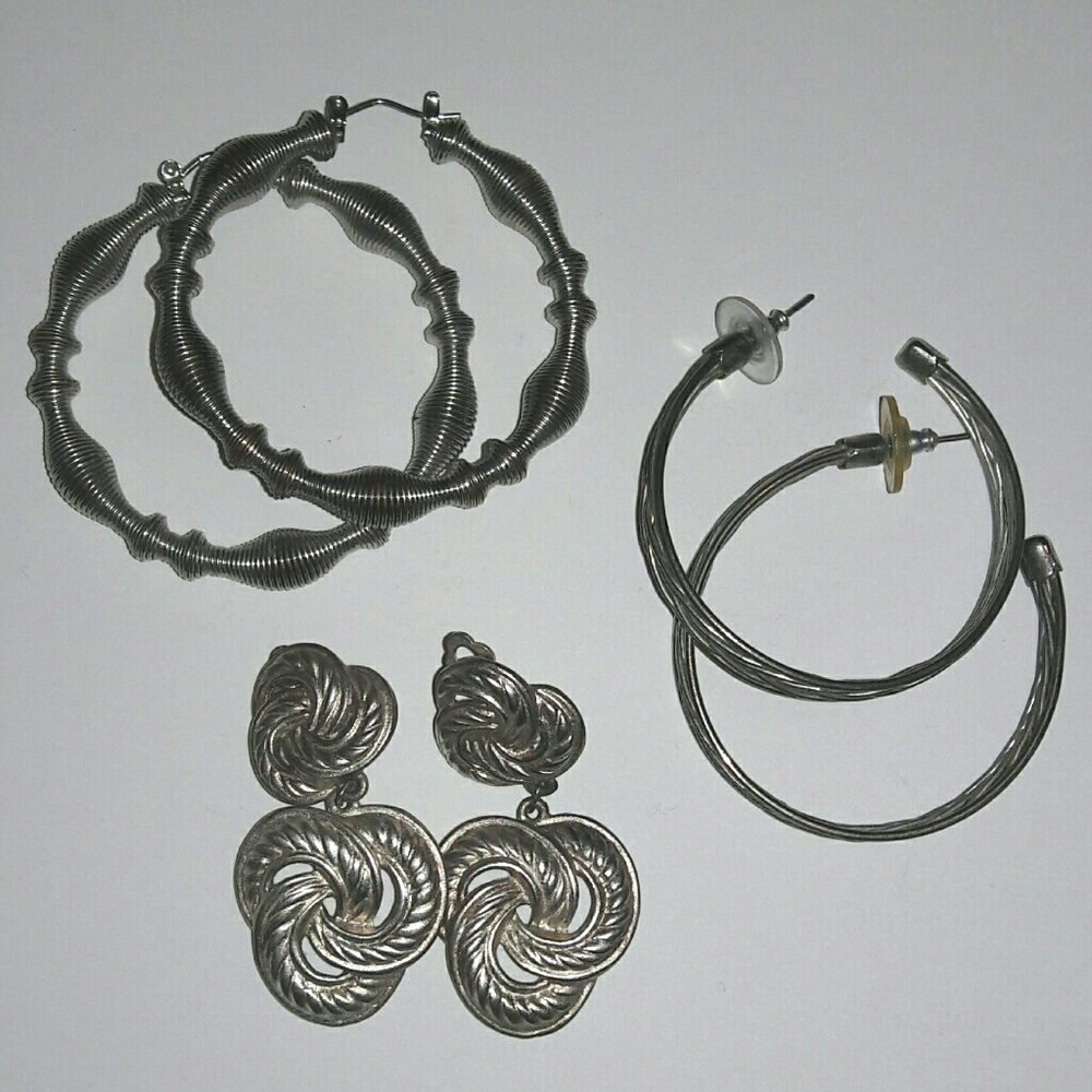 3 sets silver earrings