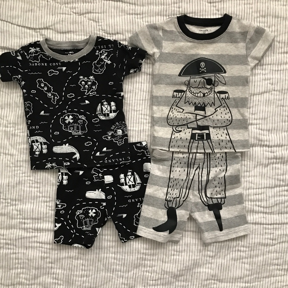 Carter's 12 mo baby boy pirate pajamas set of 2