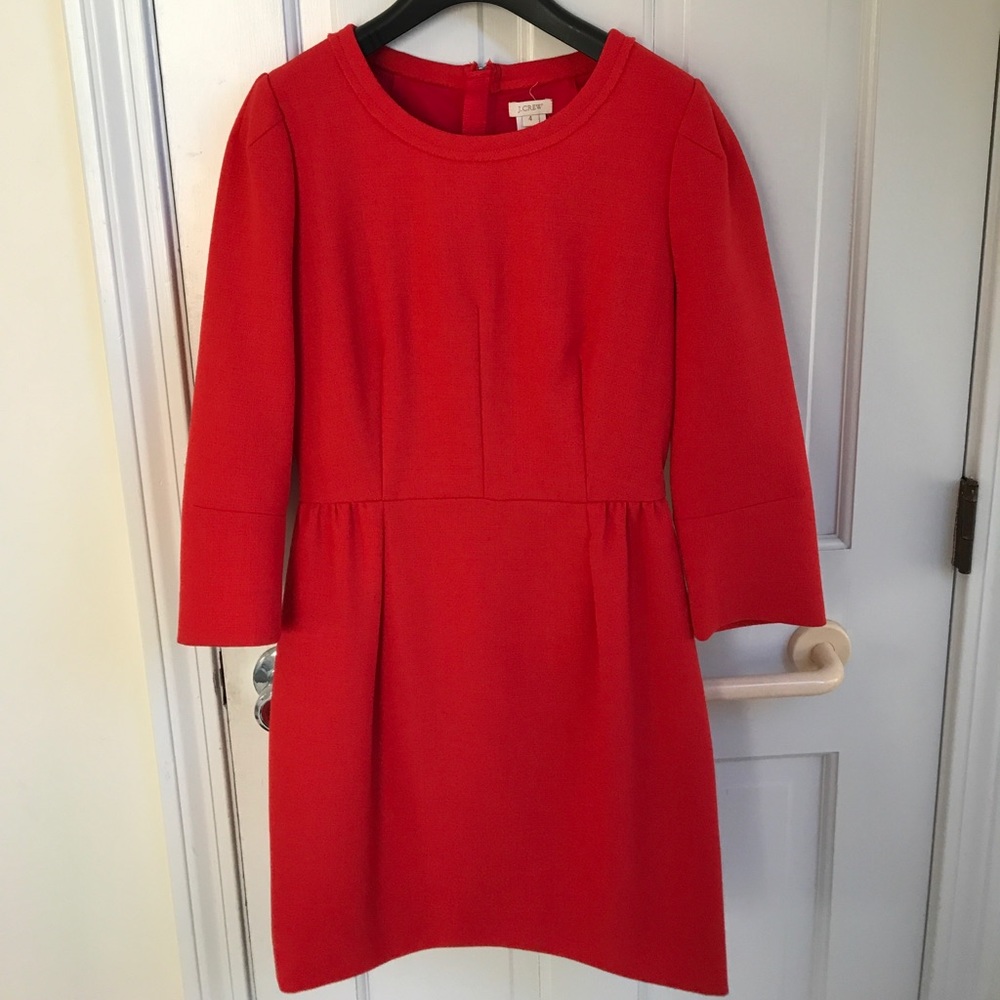 J. Crew Teddie Dress in 100% Wool - Poppy