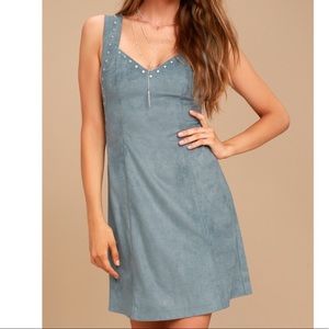 Somedays Lovin Dresses - Blue Faux Suede Mini Dress Somedays Lovin Dresses - Blue Faux Suede Mini Dress