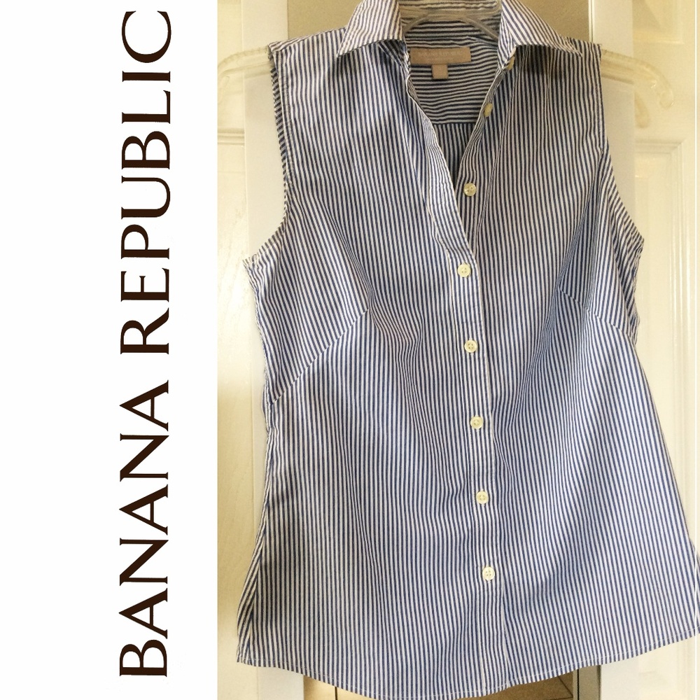 Button-down Sleeveless Sz 2 Striped Top