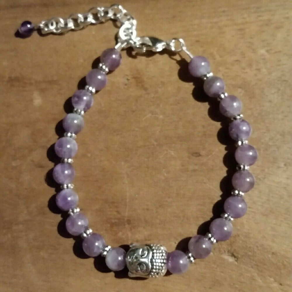 PURPLE AVENTURINE Good karma buddha head bracelet