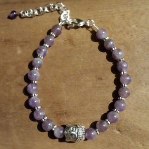 PURPLE AVENTURINE Good karma buddha head bracelet