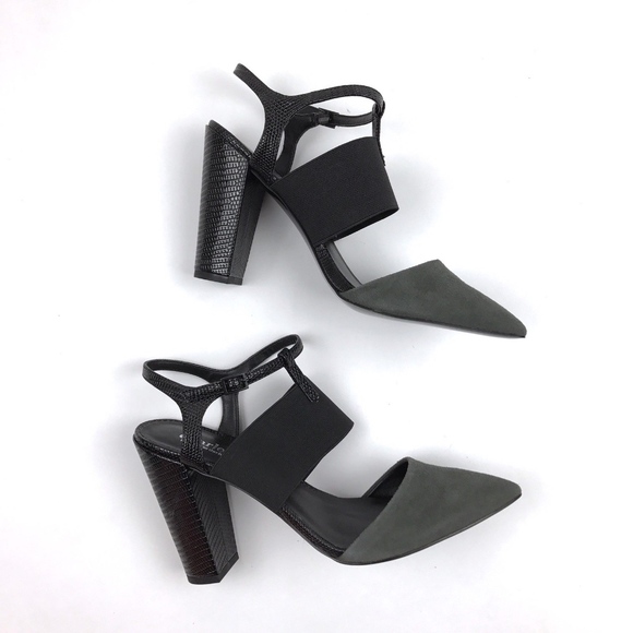 Charles David Shoes - Charles David Black Gray Suede 'Posh" Pumps