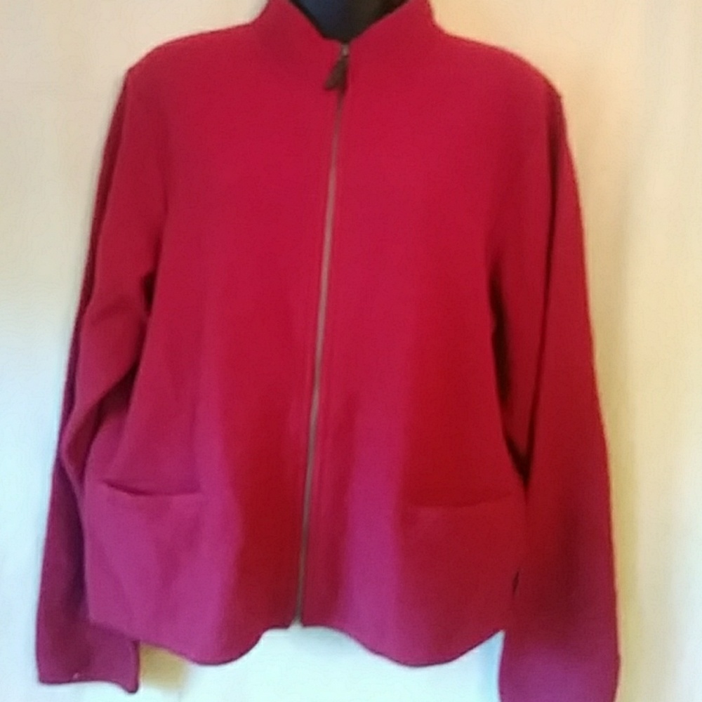 Woolrich ruby wool sweater w front zipper-sz M