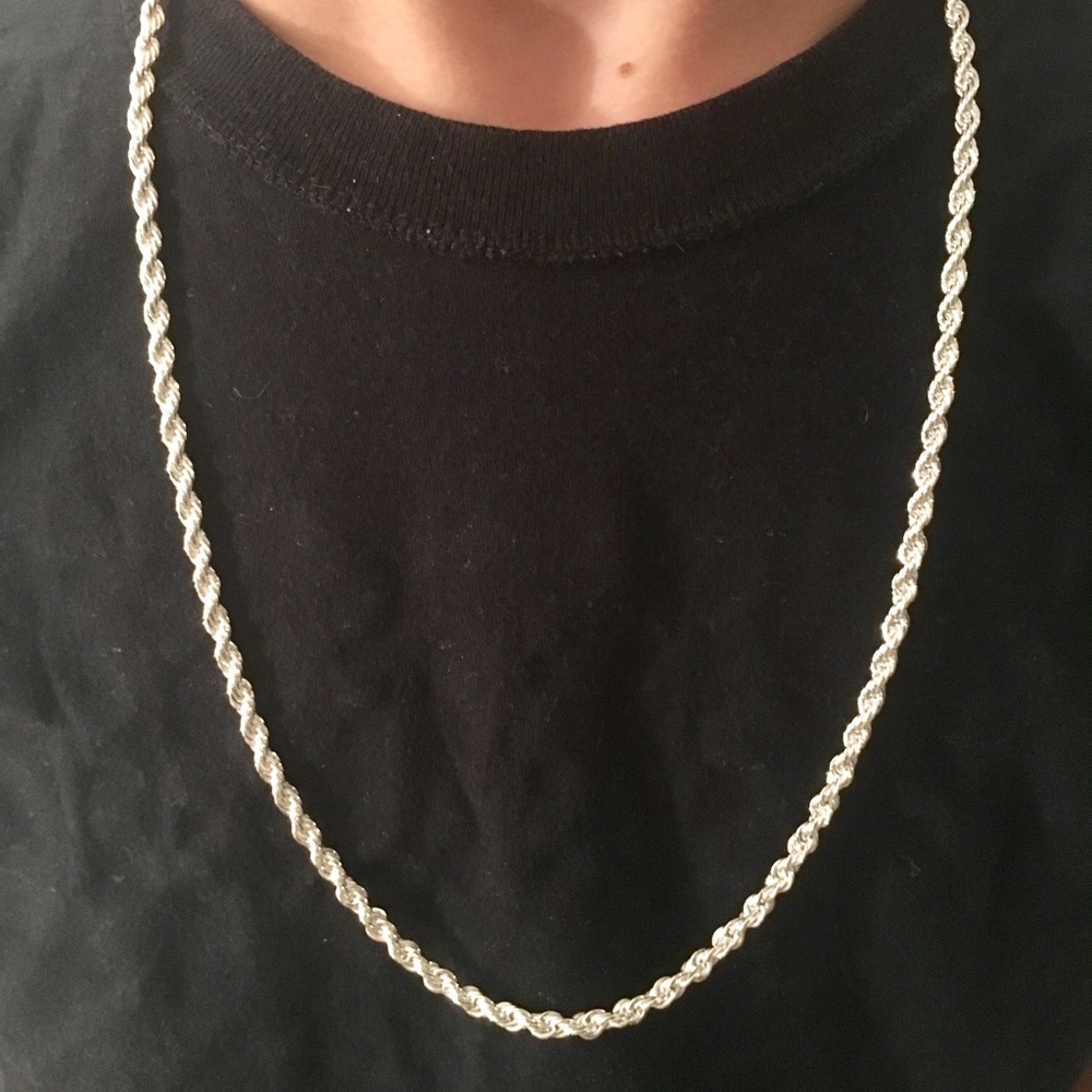 Silver Chain .925 Stamped 24in 4mm rope chain
