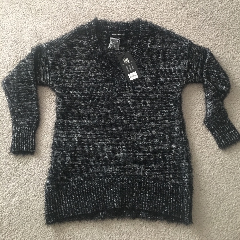 Black and silver fuzzy sweater