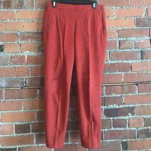 JCrew Martie slim crop stretch pant. Burnt red.