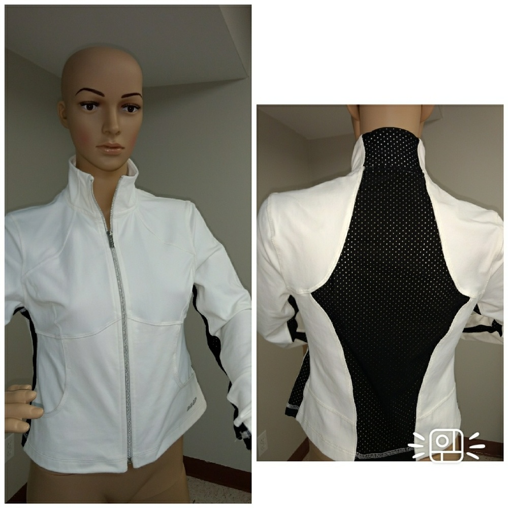 Bebe Sport Black & White Mesh Inset Jacket Large