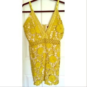 Fashion Nova Women Yellow Mini Dress Medium