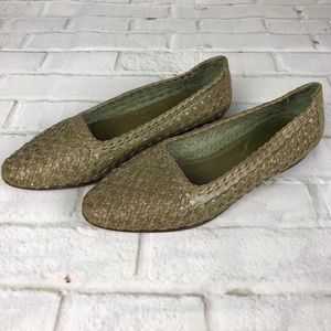 Cole Haan Women’s Leather Flats Olive Green Weave