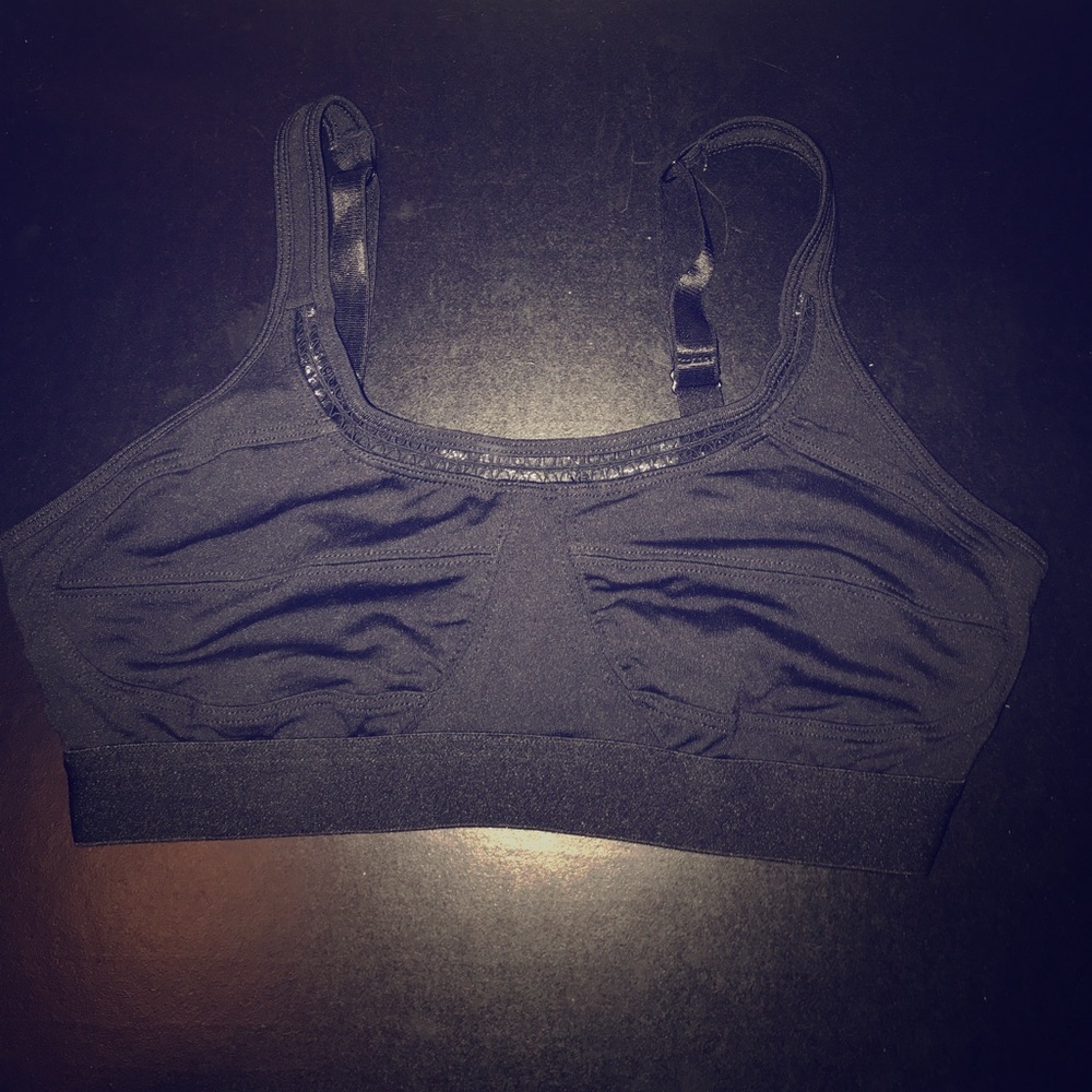 Adjustable Black Sports Bra with Mesh Detail