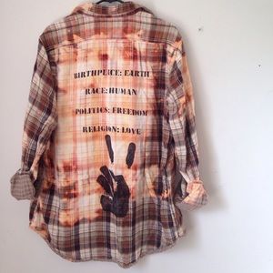 Upcycled Hippie Grunge Bleach Oversized flannel