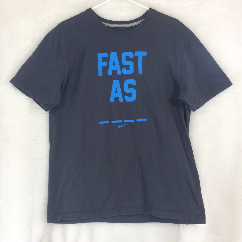 Nike Men Grey Blue Fast As ____ Graphic Shirt Sz L