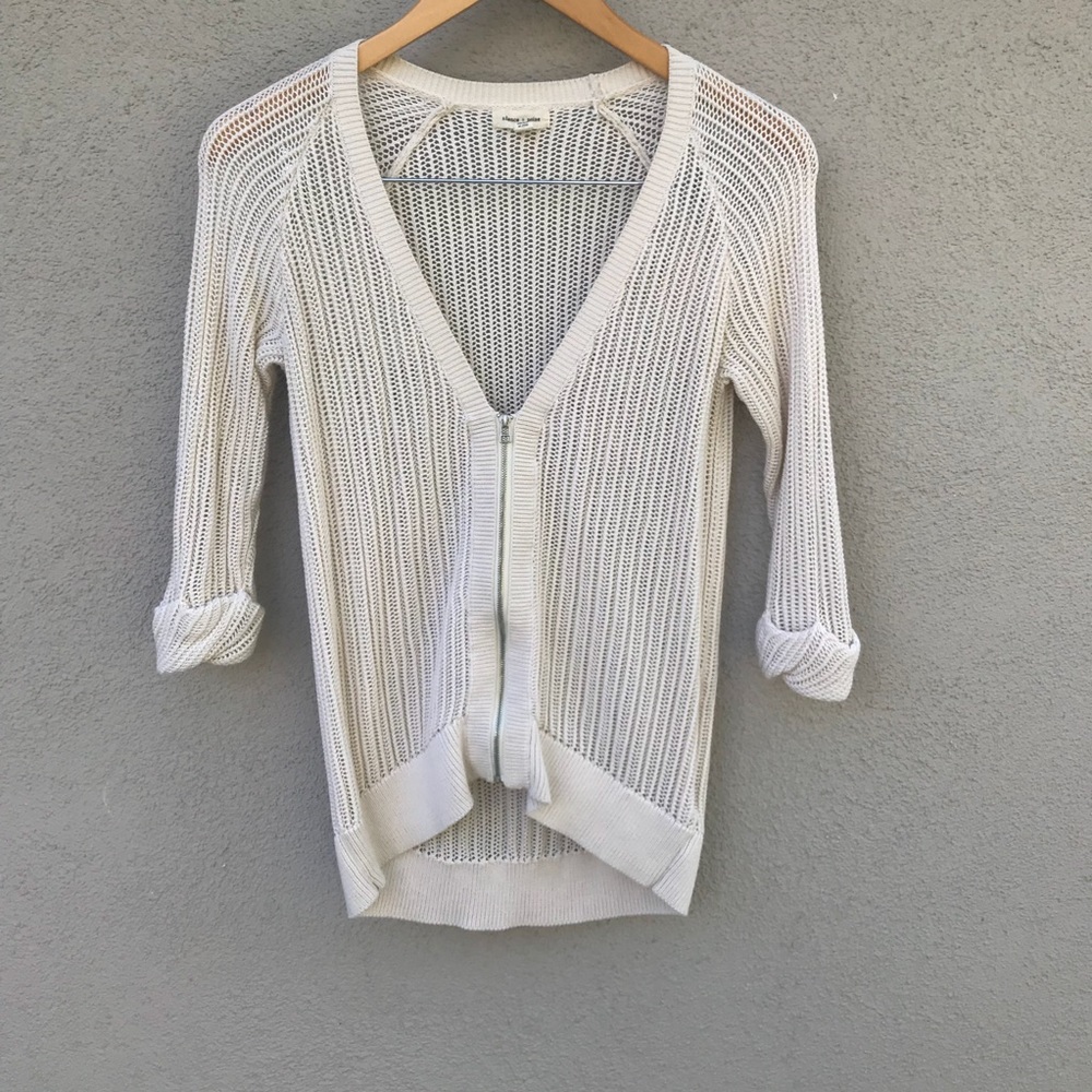 ✨ SILENCE + NOISE CREAM KNIT ZIP UP CARDIGAN ✨