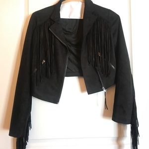 SALE!!- Black Suede fringe jacket