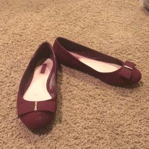 Burgundy Flats with Bows