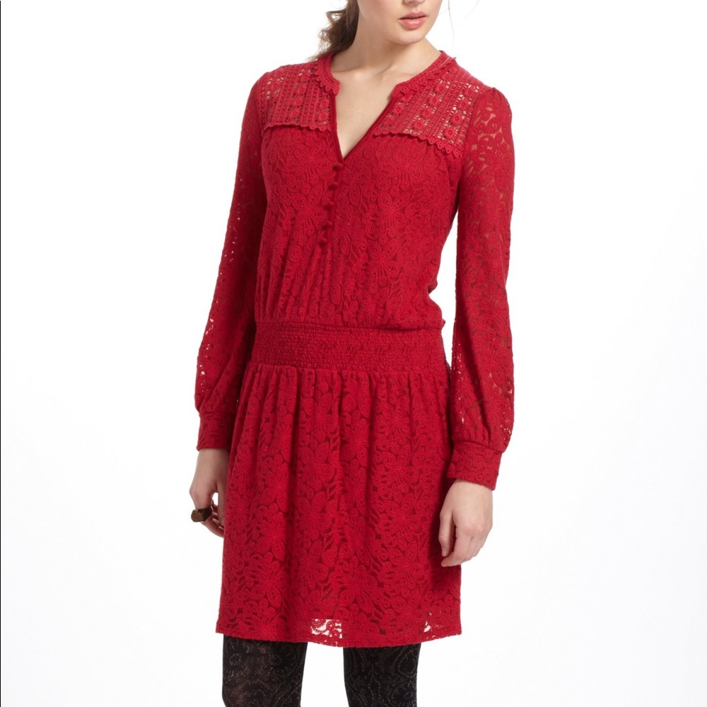 Anthropologie Leifnotes Field Day red dress small - Picture 1 of 8
