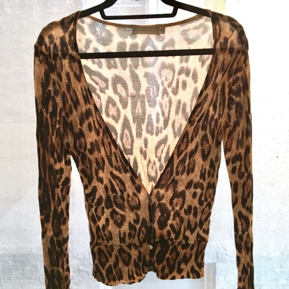 Minkpink Leopard Print Cardigan Sweater